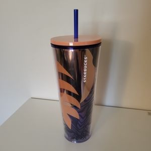 Starbucks Iridescent Palm Leaf Venti Tumbler Orange & Purple 24oz